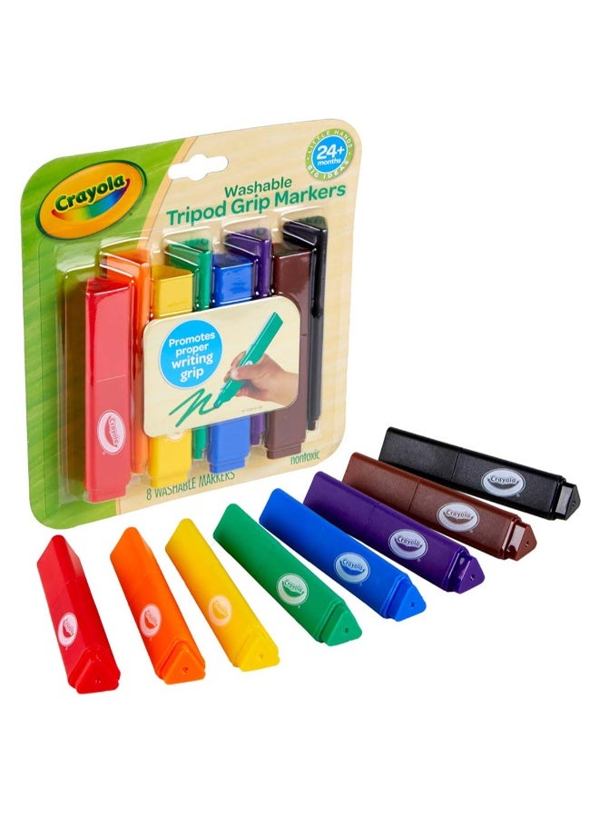 Crayola My First 8-Count Tripod Grip Washable Markers – Ergonomic Triangular Shape Toddler Markers for Early Writing Skill Development (Ages 24 Months+) - Image 2