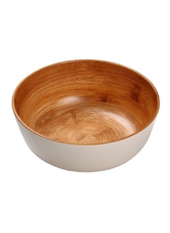 Melamine and Bamboo Round Serving Bowl White and Brown 15 x 5.5 cm Y1K120121-PH051-B