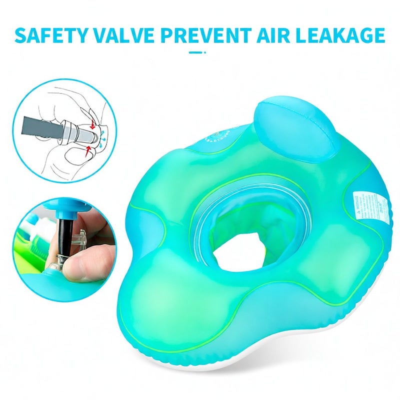 Swimbobo Cute Baby Pool Float Inflatable Baby Swim Float Baby Swimming Float Ring Toddler Pool Float for 2-6 Years Old Boys Girls Swim Trainer Float with Breathable Mesh Seat Mini Air Pump - Image 3
