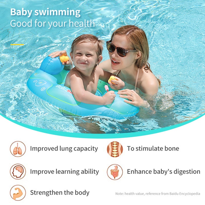 Swimbobo Cute Baby Pool Float Inflatable Baby Swim Float Baby Swimming Float Ring Toddler Pool Float for 2-6 Years Old Boys Girls Swim Trainer Float with Breathable Mesh Seat Mini Air Pump - Image 2