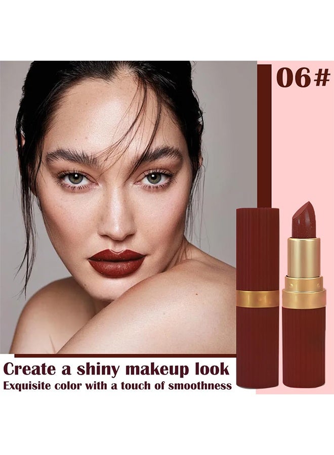 SAM SUGAR Pearl Lipstick,Pink Sparkling Glitter Lipstick, Long Lasting Shimmer Metallic Lipstick,Glitter Nude Red Waterproof Lip Gloss #06 - Image 2
