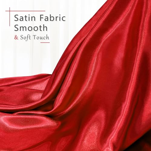 Entisn Red Satin Fabric by The Yard, Silky Fabric 60 Inch Charmeuse Satin Fabric, Soft Cloth Fabric for Wedding Decor, DIY Crafts, Napkins, Bridal Dress, Sewing(1 Yard) - Image 2