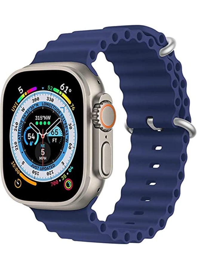 SHOPI Newest Silicone Ocean Watch Band For Apple Watch Series 8 7 6 5 4 3 2 1 SE Compatible With Apple Watch Band 42mm 44mm 45mm 49mm Replacement Women Mens, Sport  slides Strap for iWatch Ultra  - Image 4