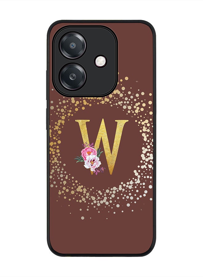 Stylizedd For Oppo A5i Case,Slim fit Camera Protection, Shockproof Thin Phone cover  - Custom Monogram Floral - W  (Brown )