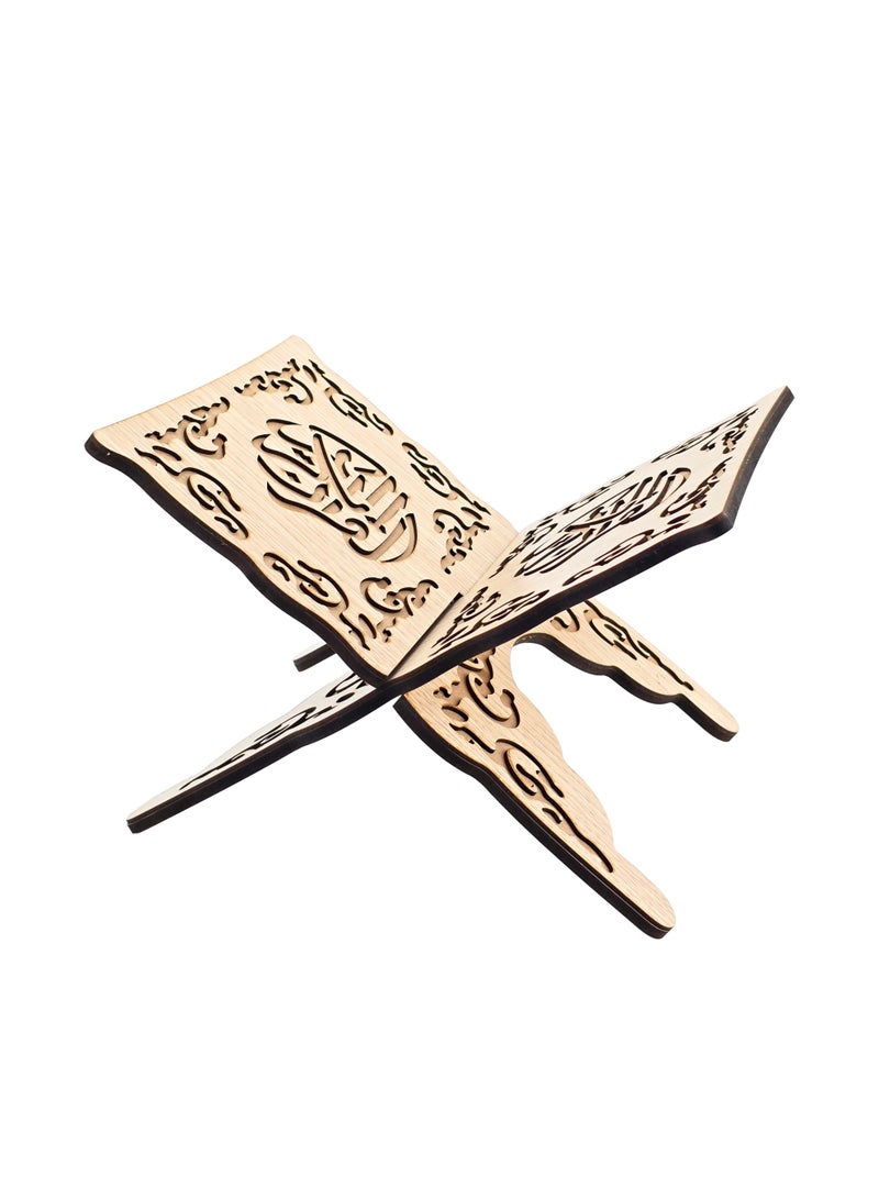 MASCO Wooden Quran Stand (Rehal), Laser Cut Islamic Design, Foldable Book Holder - Standard Size - Image 1