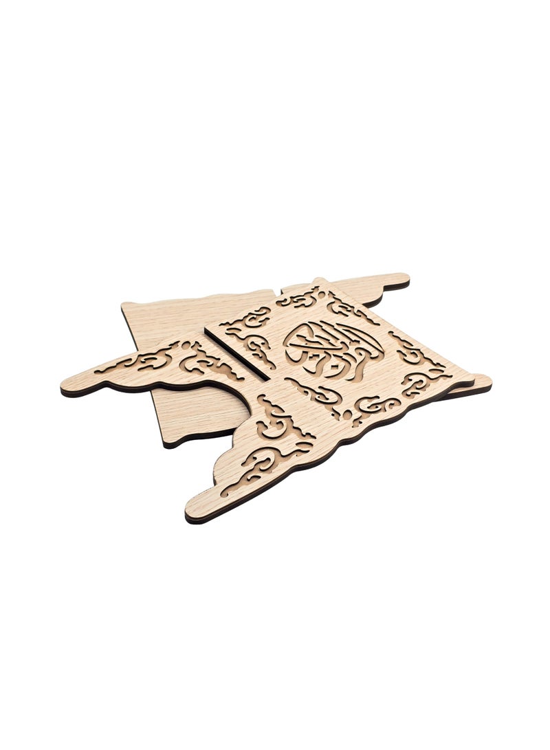 MASCO Wooden Quran Stand (Rehal), Laser Cut Islamic Design, Foldable Book Holder - Standard Size - Image 2