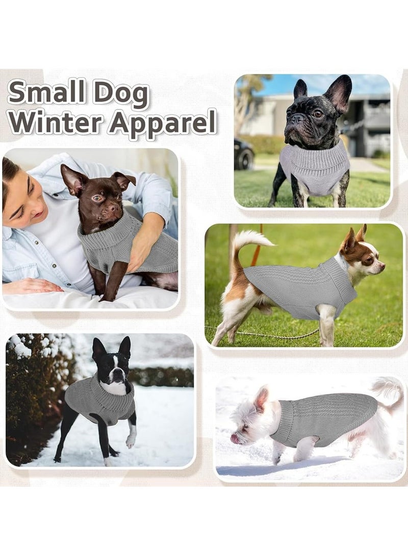 Green Tiger Dog Knitted Sweater, Dog Sweaters for Small Dogs, Puppy Medium Warm Clothes in Winter, Cute Knitted Classic Cat Sweater, Turtleneck Pullover Design for Boy Girl Pet, Dog, Cat, Chihuahua (XS, Grey) - Image 2