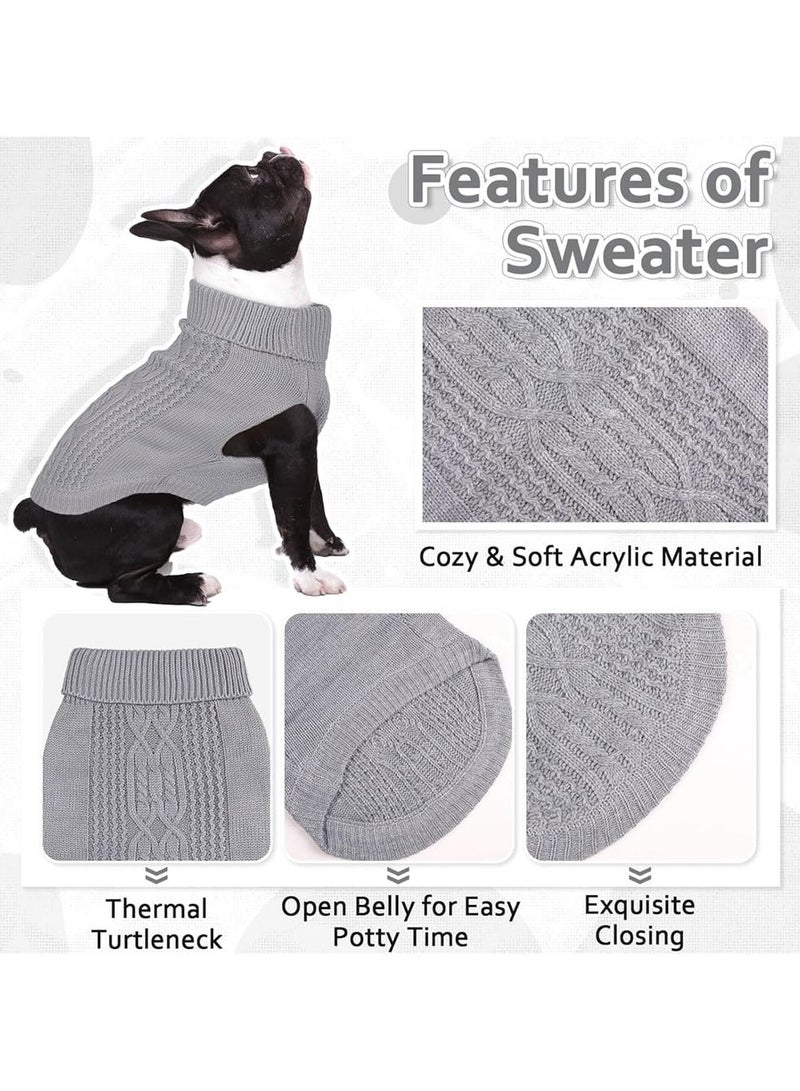 Green Tiger Dog Knitted Sweater, Dog Sweaters for Small Dogs, Puppy Medium Warm Clothes in Winter, Cute Knitted Classic Cat Sweater, Turtleneck Pullover Design for Boy Girl Pet, Dog, Cat, Chihuahua (XS, Grey) - Image 4