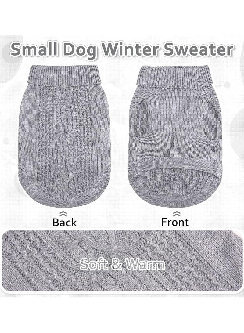 Green Tiger Dog Knitted Sweater, Dog Sweaters for Small Dogs, Puppy Medium Warm Clothes in Winter, Cute Knitted Classic Cat Sweater, Turtleneck Pullover Design for Boy Girl Pet, Dog, Cat, Chihuahua (XS, Grey) - Image 3