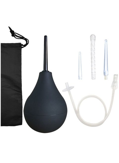 224ml Black Enema Bulb Kit Clean Douche Cleaner for Men Women with Hose and 4 Replaceable Nozzle