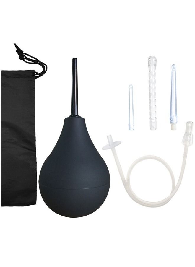 Generic - 224ml Black Enema Bulb Kit Clean Douche Cleaner for Men Women with Hose and 4 Replaceable Nozzle - Image 1