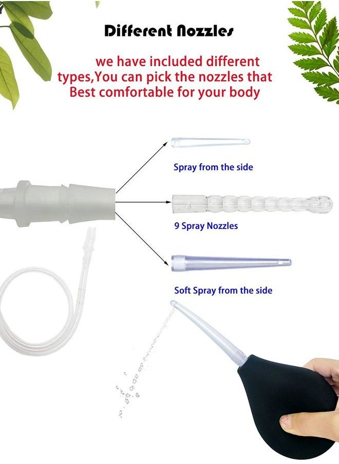 Generic - 224ml Black Enema Bulb Kit Clean Douche Cleaner for Men Women with Hose and 4 Replaceable Nozzle - Image 1