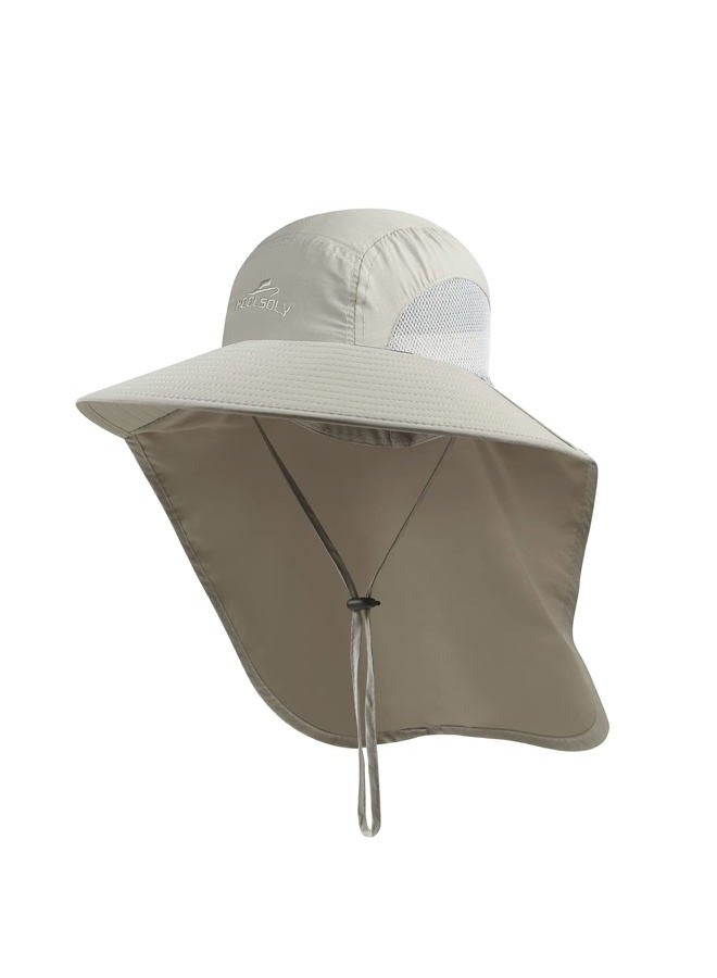 KOOLSOLY Outdoor Sun Hat,with UPF 50+ Sun Protection Safari Cap Wide Brim Fishing Hiking Hat with Neck Flap for Garden Work Light Grey - Image 1