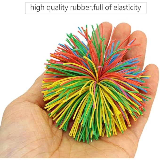 PQJSJDR 20 Pieces Rainbow String Ball,Sensory Fidget Toys,Soft Silicone Stretchy Bouncy Stress Balls for Anxiety Relief,Pull Stretch Elastic Ball,Birthday Gifts Party Favors Balls(2.5 Inch) - Image 3