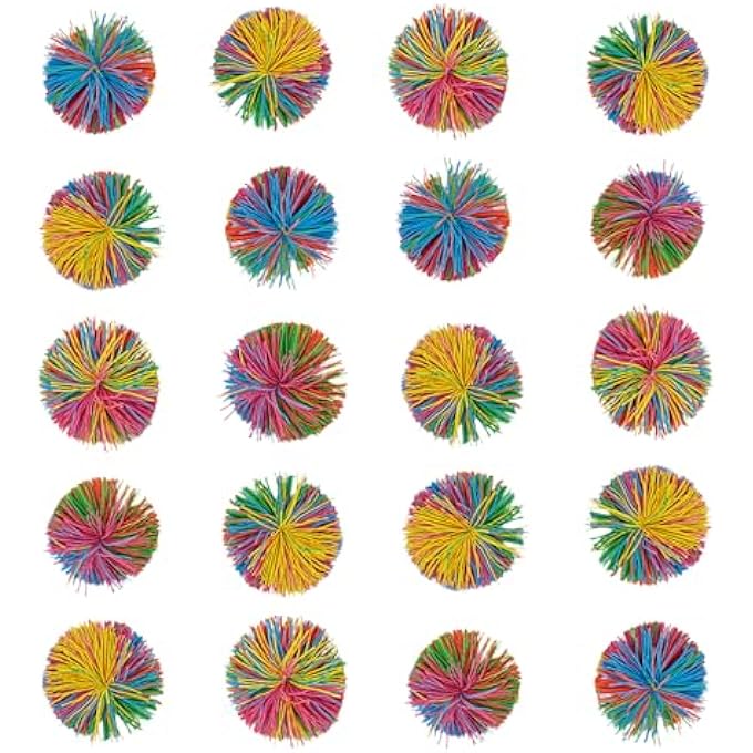 PQJSJDR 20 Pieces Rainbow String Ball,Sensory Fidget Toys,Soft Silicone Stretchy Bouncy Stress Balls for Anxiety Relief,Pull Stretch Elastic Ball,Birthday Gifts Party Favors Balls(2.5 Inch) - Image 1