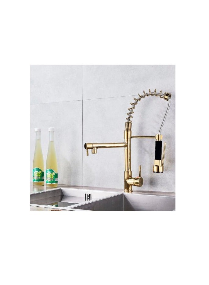 كواترو خلاط مطبخ ٢ مخرج نصف سوستة لون دهبي من شركة كواترو مصنوع من افضل الخامات واجمل الالوان - Image 1