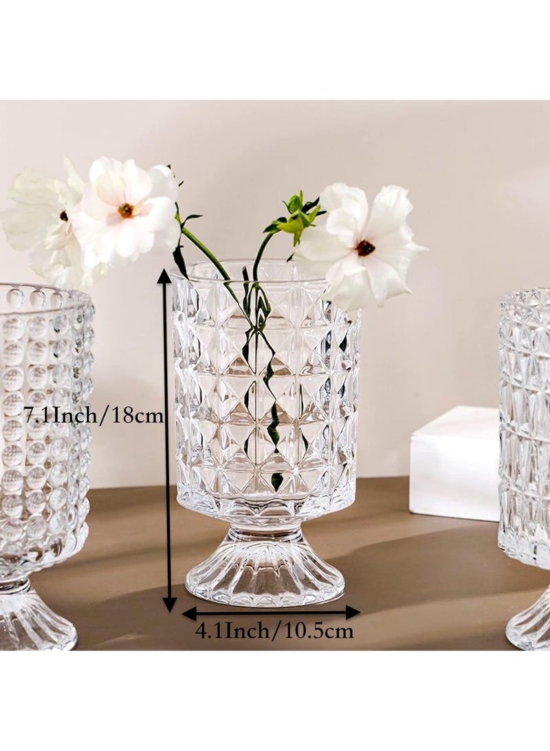 Home zone Large Clear Pedestal Vases for Centrepieces Crystal Glass Ribbed Footed Flower Vase Fluted Wide Unique Decorative Vase for Wedding Birthday Anniversary Events Table Décor - Image 4