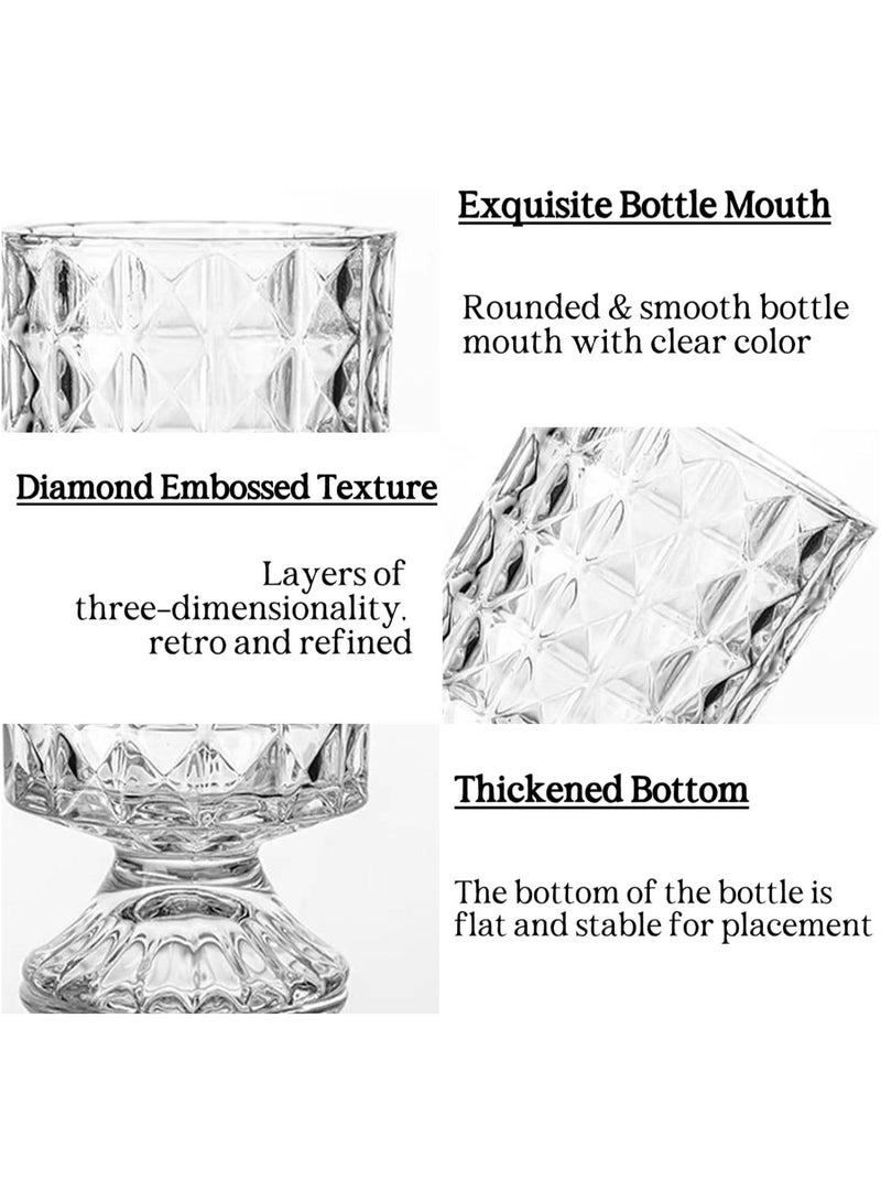 Home zone Large Clear Pedestal Vases for Centrepieces Crystal Glass Ribbed Footed Flower Vase Fluted Wide Unique Decorative Vase for Wedding Birthday Anniversary Events Table Décor - Image 5