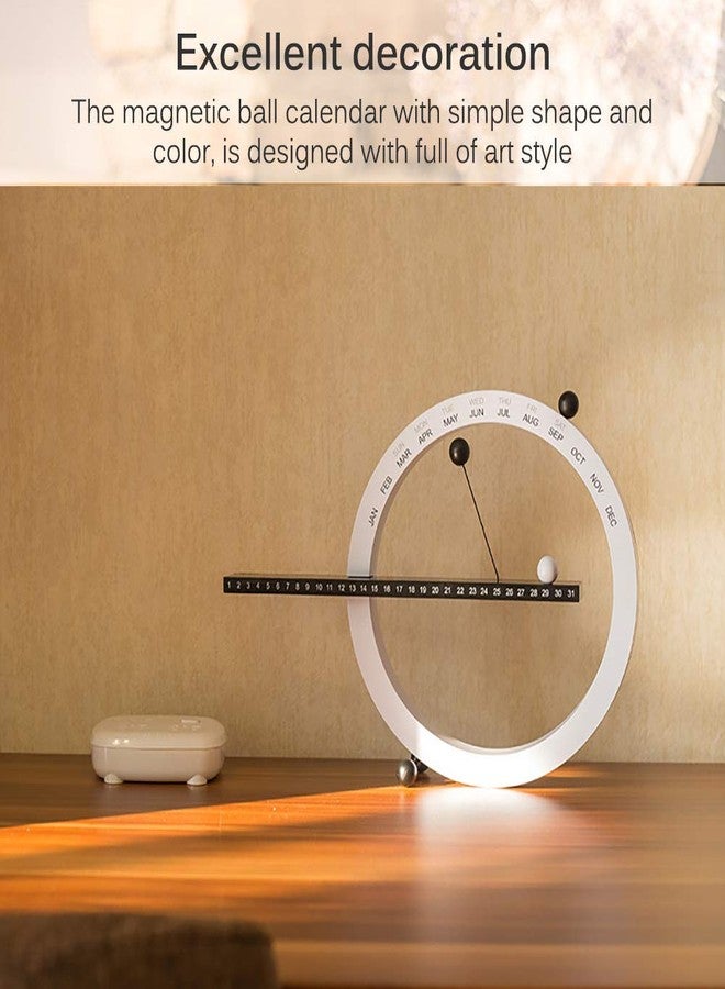 Houkiper Perpetual Desk Calendars, Manual Calendar with Month Week Date, Perpetual Calendar Desk Decor Magnetic Ball Table Calendar for Home Office Decoration, White - Image 5