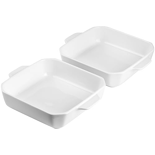 Onniyor Ceramic Baking Dishes, Square Baking Pans with Handles, Lasagna Pans Deep, Brownie Pans for Cooking, Casserole Dishes, Cake Pans, Bakeware Set for Kitchen, Oven Safe, 8 x 8 inches, Set of 2, - Image 1
