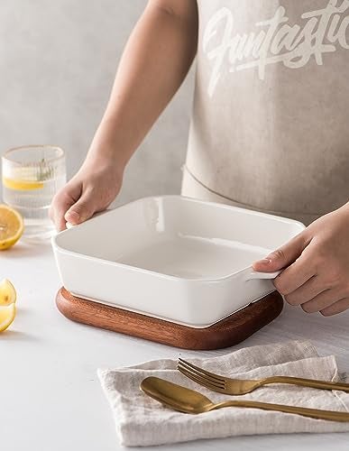 Onniyor Ceramic Baking Dishes, Square Baking Pans with Handles, Lasagna Pans Deep, Brownie Pans for Cooking, Casserole Dishes, Cake Pans, Bakeware Set for Kitchen, Oven Safe, 8 x 8 inches, Set of 2, - Image 4