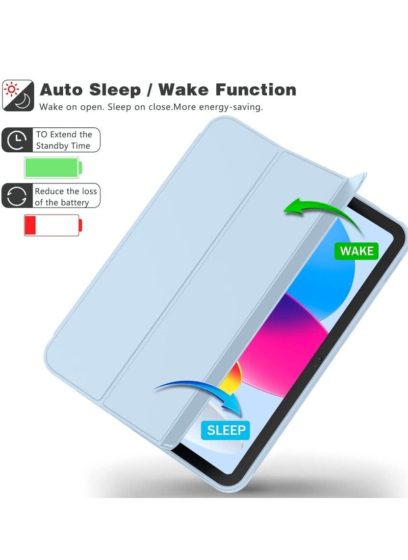 IAF New iPad 10.9 Inch Case 2022 (10th Gen) with Pencil Holder â€“ Trifold Stand Smart Case, Soft TPU Back, Auto Wake/Sleep (Sky Blue) - Image 2