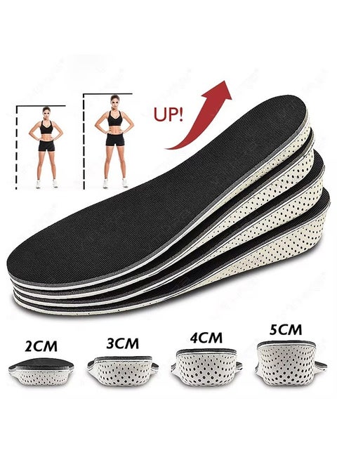 1 Pair Height Increase Insoles,  Memory Foam Unisex Full-Length Invisible Heel Lift Inserts (2-4cm)