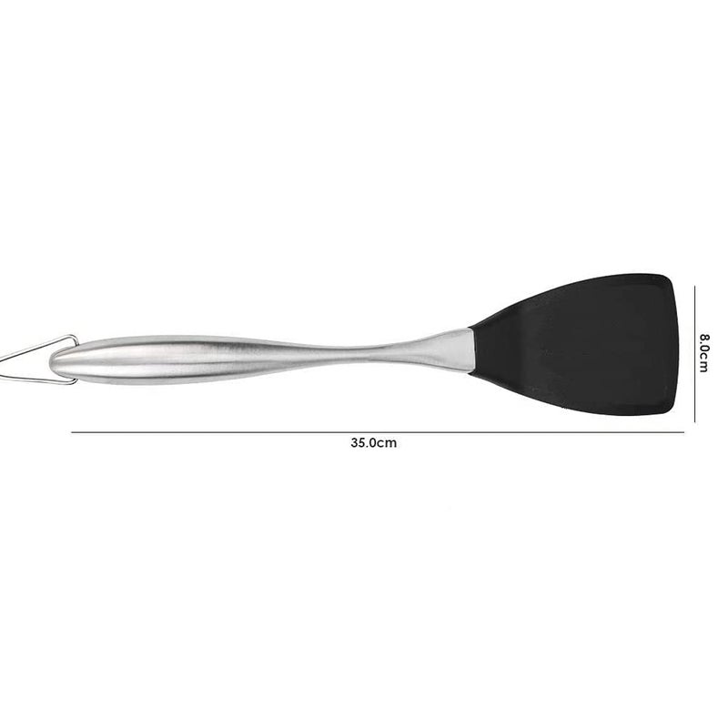 FS COOL Flexible Silicone Spatula for Nonstick Cookware HeatResistant Stainless Steel Handle Kitchen Spatula for Eggs Cookies Burgers Omelettes BPA Free Pack of 2 Black - Image 2