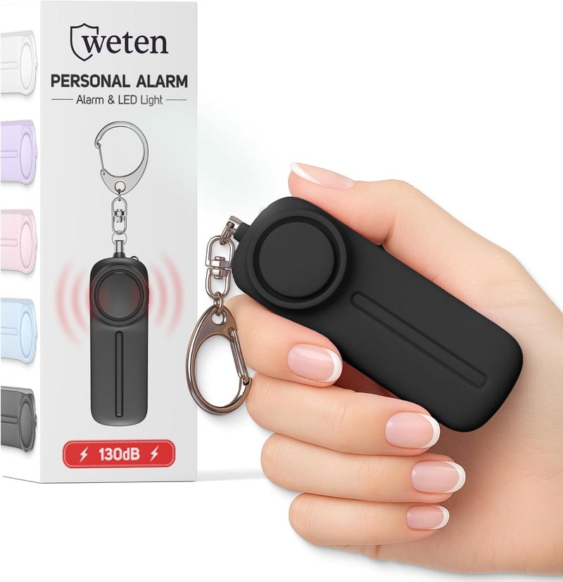 WETEN Personal Alarm Keychain for Women Self Defense - Loud Safety Whistle Alert Device with LED Light – 130 dB Emergency Security Handheld Siren Key Chain by , Black - Image 1