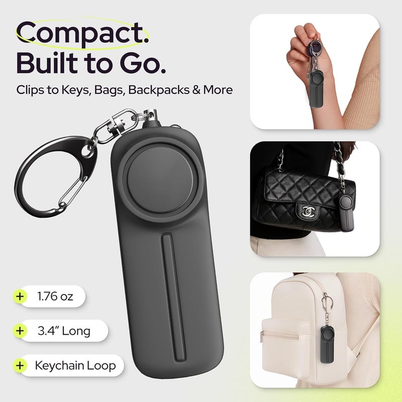 WETEN Personal Alarm Keychain for Women Self Defense - Loud Safety Whistle Alert Device with LED Light – 130 dB Emergency Security Handheld Siren Key Chain by , Black - Image 5