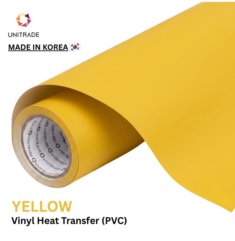UNITRADE® Easy Cut (PVC) Yellow Heat Transfer Vinyl Roll / Compatible with Cricut, Silhouette, Professional Cutters / CPSIA Certified / Made in Korea - Image 1