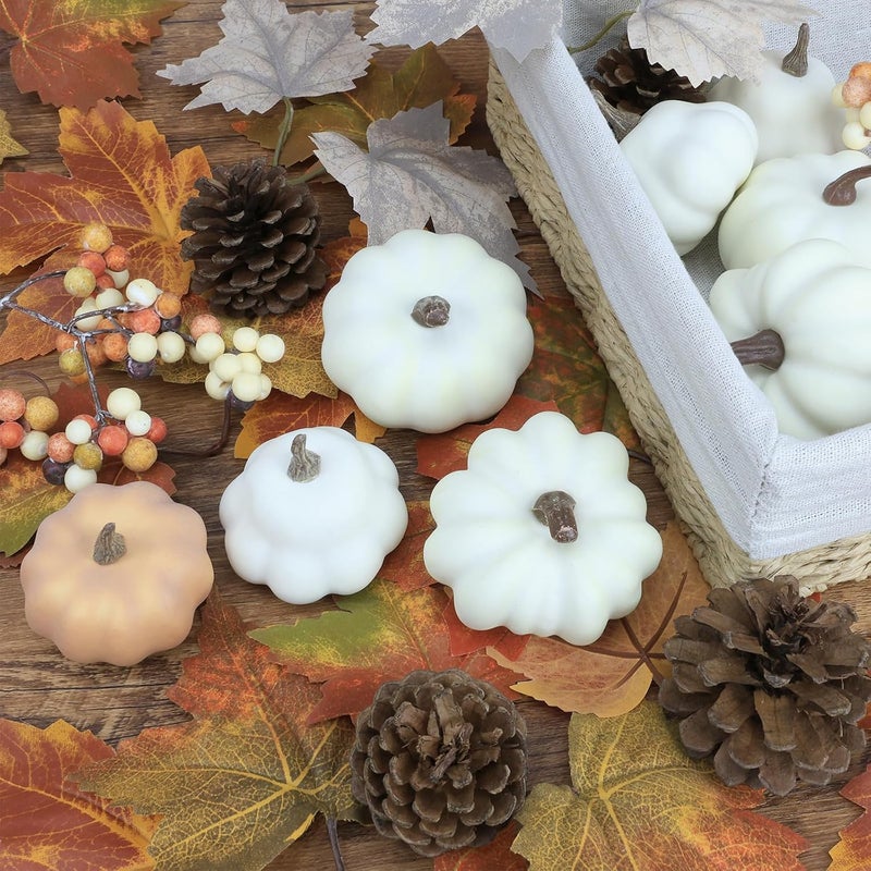 Ghrdopy 17 PCS Kit Artificial Pumpkins Decorations - Plastic Pumpkins for Fall Home Farmhouse Thanksgiving Mini Pumpkin Decor - Image 2