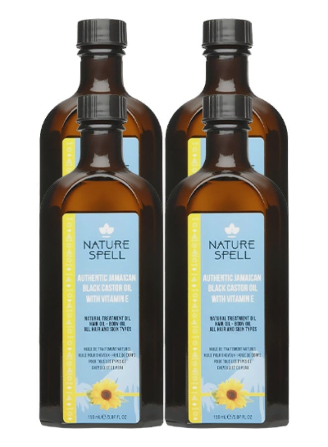 نايتشر سبيل 4 قطع زيت الخروع الأسود الجامايكي للشعر والبشرة مع فيتامين هـ 150 مل - Image 1