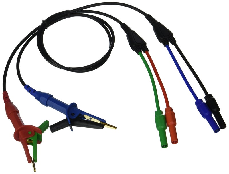 Extech 380565 Kelvin Clip Test Lead Set - 4-Wire Banana to Alligator for Extech 380580 Milliohm Meter, 27.5″ Leads, Spare Replacement Leads - Image 2