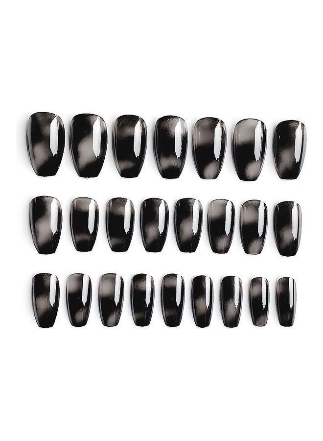 NIBEMINENT 24-Piece Removable False Nails Set Black/White - Image 1
