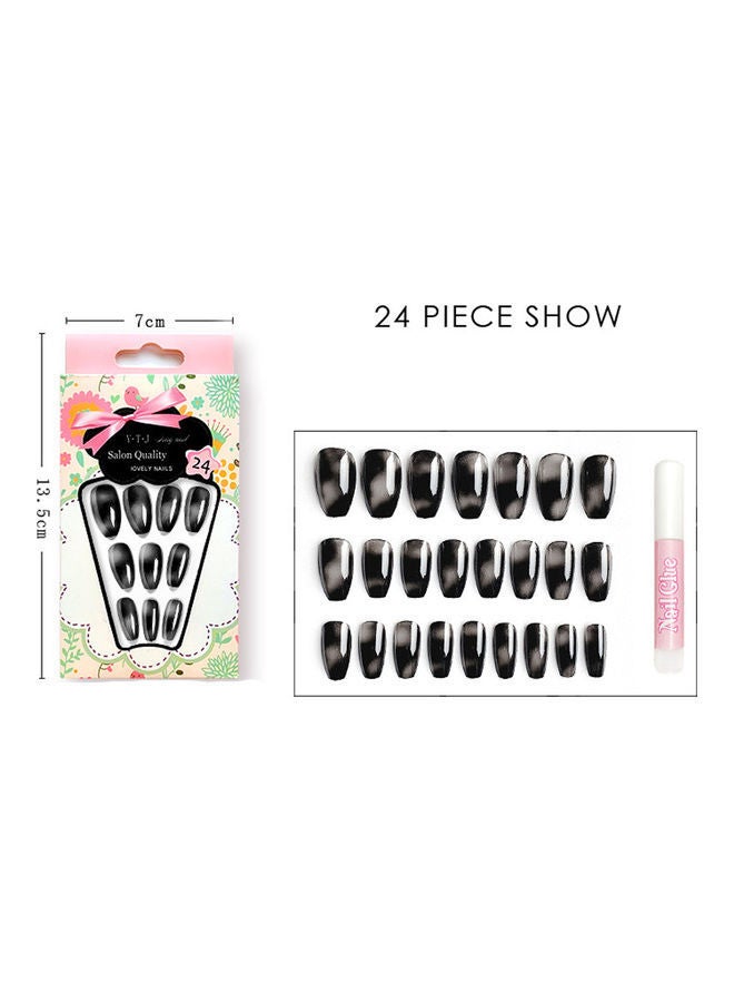 NIBEMINENT 24-Piece Removable False Nails Set Black/White - Image 4