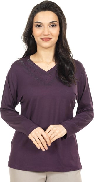 Women Middle Age and Above New Model V Neck Plain Model Mother Cotton Blouse 30565 - pzsku/ZB56D48F5B4A5BF929C8FZ/45/_/1735921120/01449f2d-17c0-423a-af24-71e5796cbb15