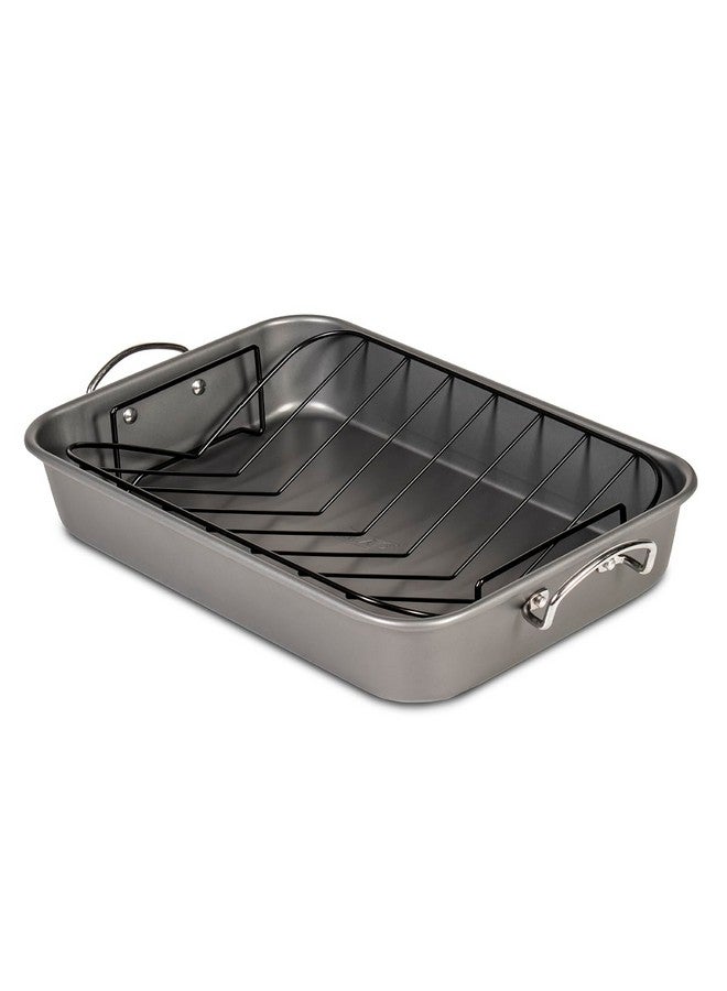 Glad Roasting Pan Nonstick 11x15 - Heavy Duty Metal Bakeware Dish with Rack - Large Oven Roaster Tray for Baking Turkey, Chicken, and Veggies - Image 1