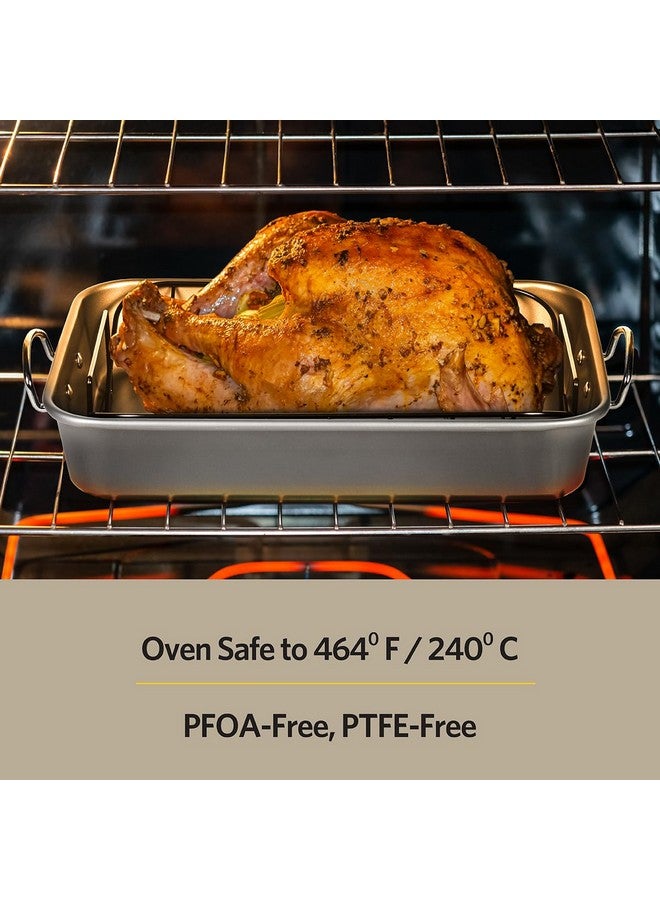 Glad Roasting Pan Nonstick 11x15 - Heavy Duty Metal Bakeware Dish with Rack - Large Oven Roaster Tray for Baking Turkey, Chicken, and Veggies - Image 2
