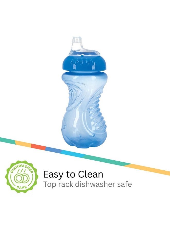 Nuby 3 Pack No Spill Toddler Sippy Cups - Toddler Cups Spill Proof with Easy and Firm Grip - Blue, Aqua, Green - Image 2