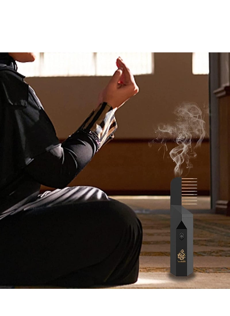 Bukhoor Rechargeable Comb Electric Bakhoor Burner USB Type-C Power Electrical Bukhoor Burner With Hair Comb Incense Holder Portable Incense Burners Aroma Diffuser With Hair Comb Incense Holder  - Image 3