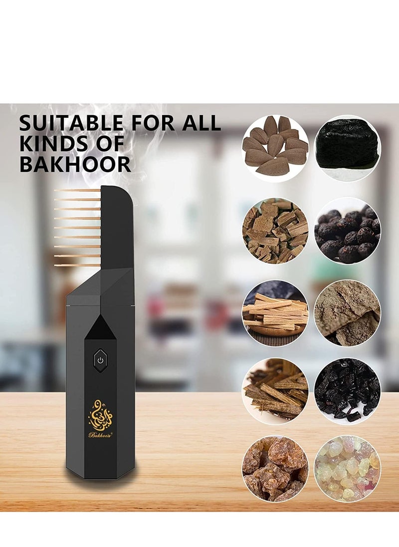 Bukhoor Rechargeable Comb Electric Bakhoor Burner USB Type-C Power Electrical Bukhoor Burner With Hair Comb Incense Holder Portable Incense Burners Aroma Diffuser With Hair Comb Incense Holder  - Image 4