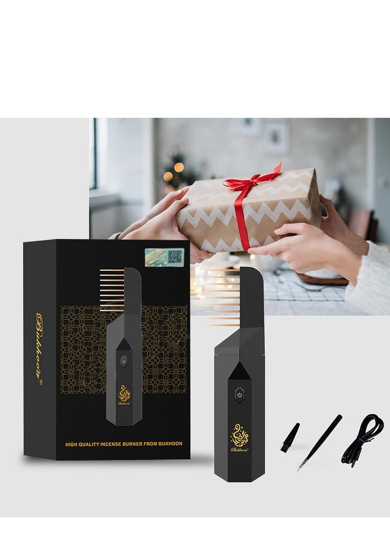 Bukhoor Rechargeable Comb Electric Bakhoor Burner USB Type-C Power Electrical Bukhoor Burner With Hair Comb Incense Holder Portable Incense Burners Aroma Diffuser With Hair Comb Incense Holder  - Image 5