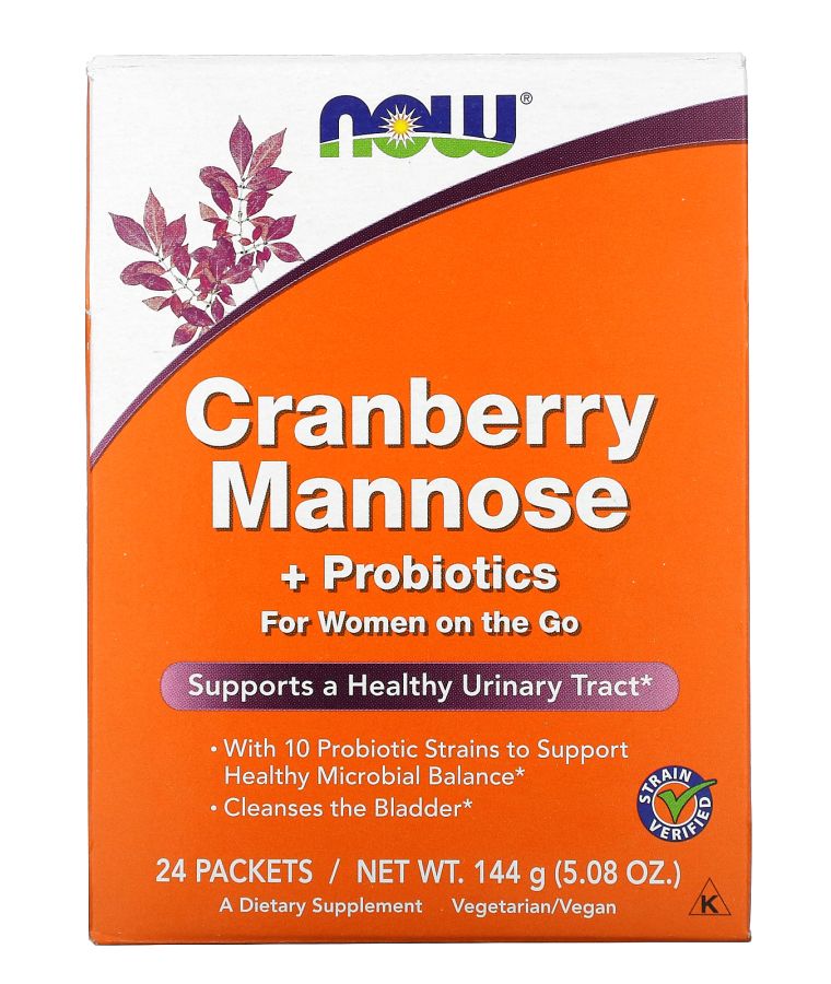 now Cranberry Mannose + Probiotics For Women On The Go 24 Packets 0.21 oz (6 g) Each