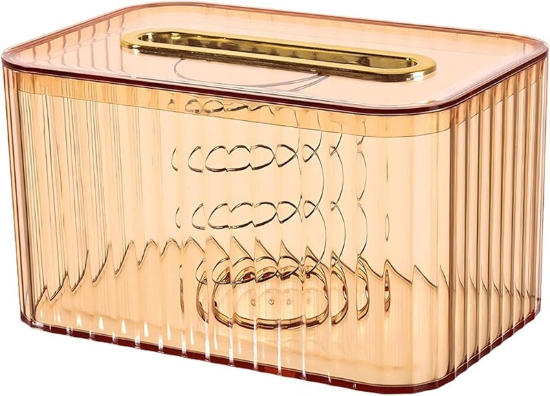 غطاء صندوق المناديل البلاستيكي المستطيل الشفاف من البولي إيثيلين تيريفثاليت لتزيين الحمام والمكتب وغرفة المعيشة - Image 2