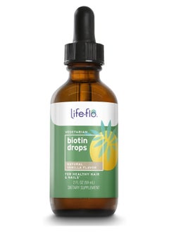 Life-flo Biotin 10000mcg Drops with Vitamin D3, High Potency Liquid Biotin Supplement, Healthy Hair, Skin and Nails Support, Natural Vanilla Flavor, Vegetarian, 60-Day Guarantee, Approx. 60 Serv, 2oz  - Image 1