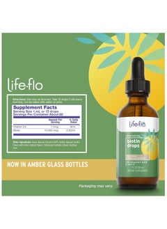 Life-flo Biotin 10000mcg Drops with Vitamin D3, High Potency Liquid Biotin Supplement, Healthy Hair, Skin and Nails Support, Natural Vanilla Flavor, Vegetarian, 60-Day Guarantee, Approx. 60 Serv, 2oz  - Image 2