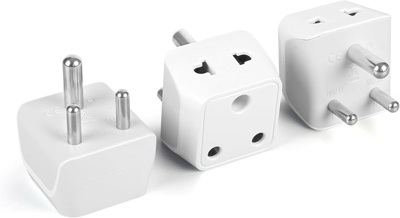 Ceptics 2 in 1 Plug Extension Socket, Type D Multiple Plug Socket, 3 Pin Multi Plug Socket - Dual Inputs for Computer, PC, Laptop, Phone - CE, RoHS, 3 Pack - Lifetime Limited Warranty - Image 1