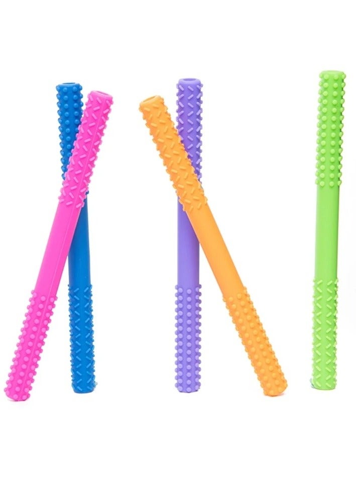 platube Baby Teething Tube, Soft And Durable Infant Teething Toys, Easy To Clean Hollow Silicone Baby Teether, Lightweight And Flexible Chew Straws For Toddlers, (1pc, Old Style Orange) - Image 4