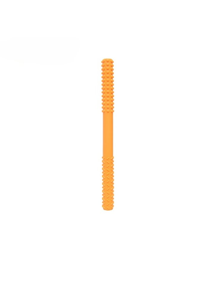 platube Baby Teething Tube, Soft And Durable Infant Teething Toys, Easy To Clean Hollow Silicone Baby Teether, Lightweight And Flexible Chew Straws For Toddlers, (1pc, Old Style Orange) - Image 1